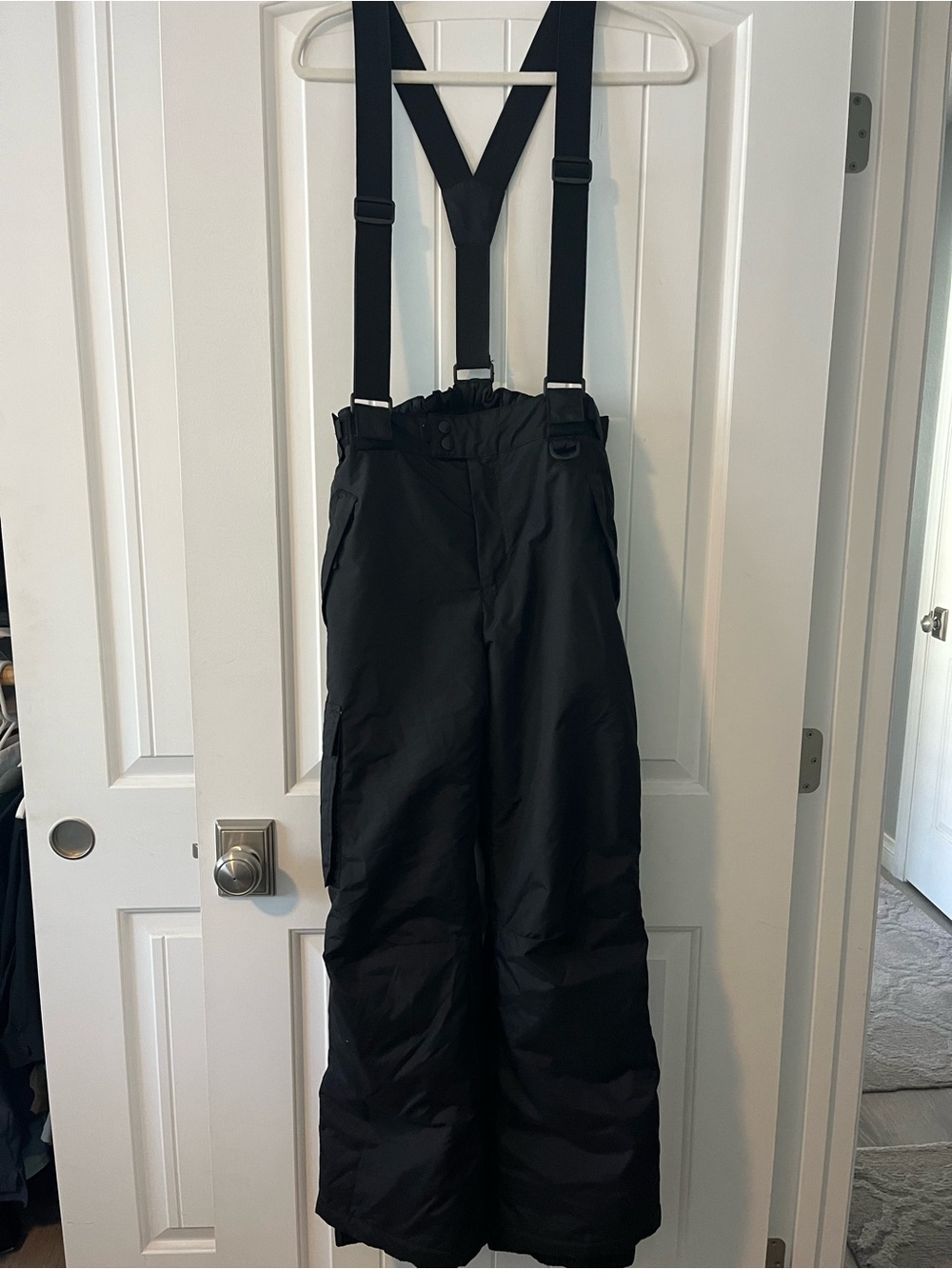 Essentials Black Youth Snow Pants with Adjustable Suspenders